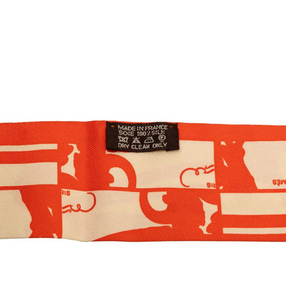 Hermes Twilly Brides de Gala Scarf Orange Beige Silk — view 5