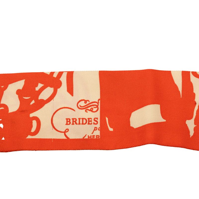 Hermes Twilly Brides de Gala Scarf Orange Beige Silk — view 3