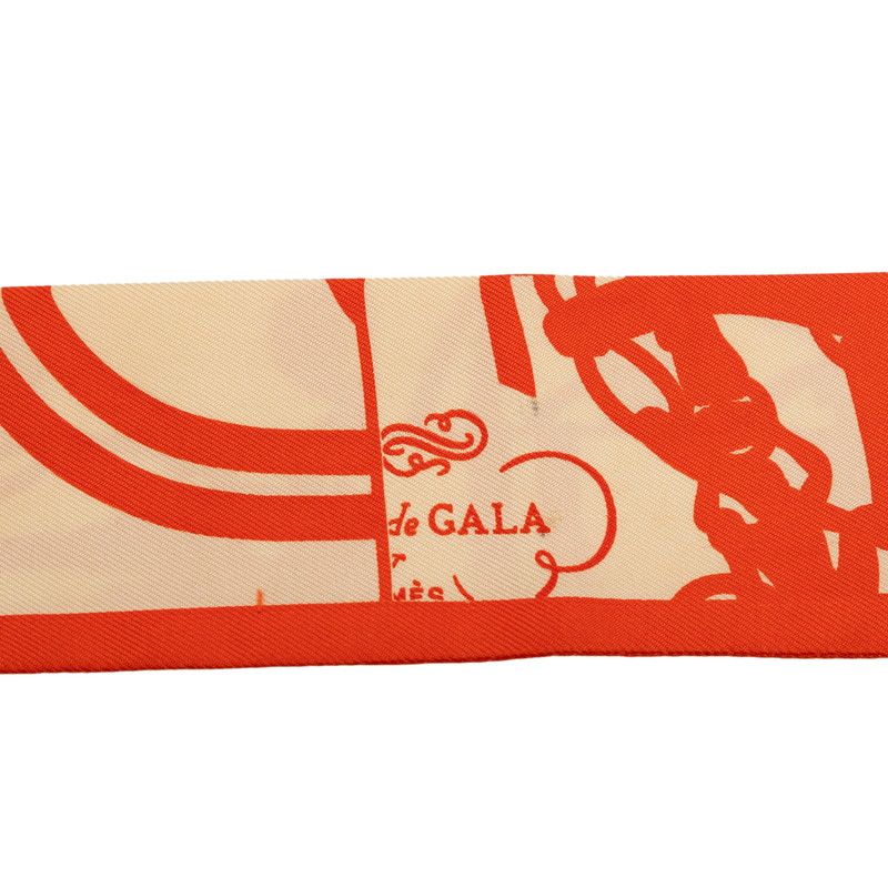 Hermes Twilly Brides de Gala Scarf Orange Beige Silk — view 2