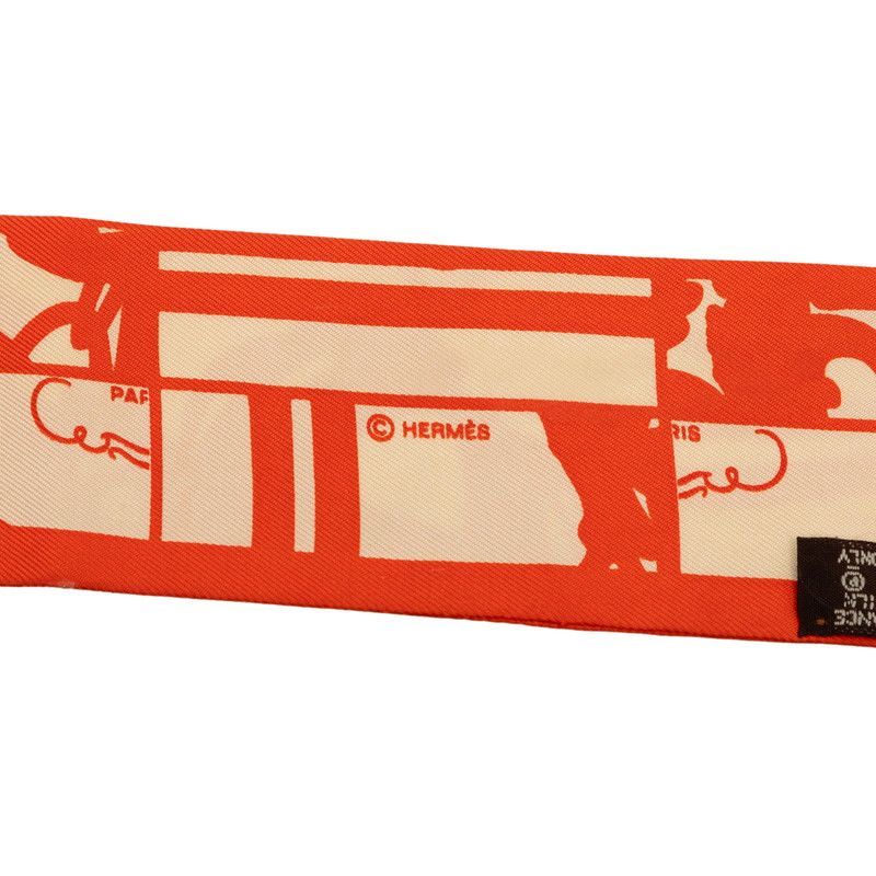 Hermes Twilly Brides de Gala Scarf Orange Beige Silk — view 4