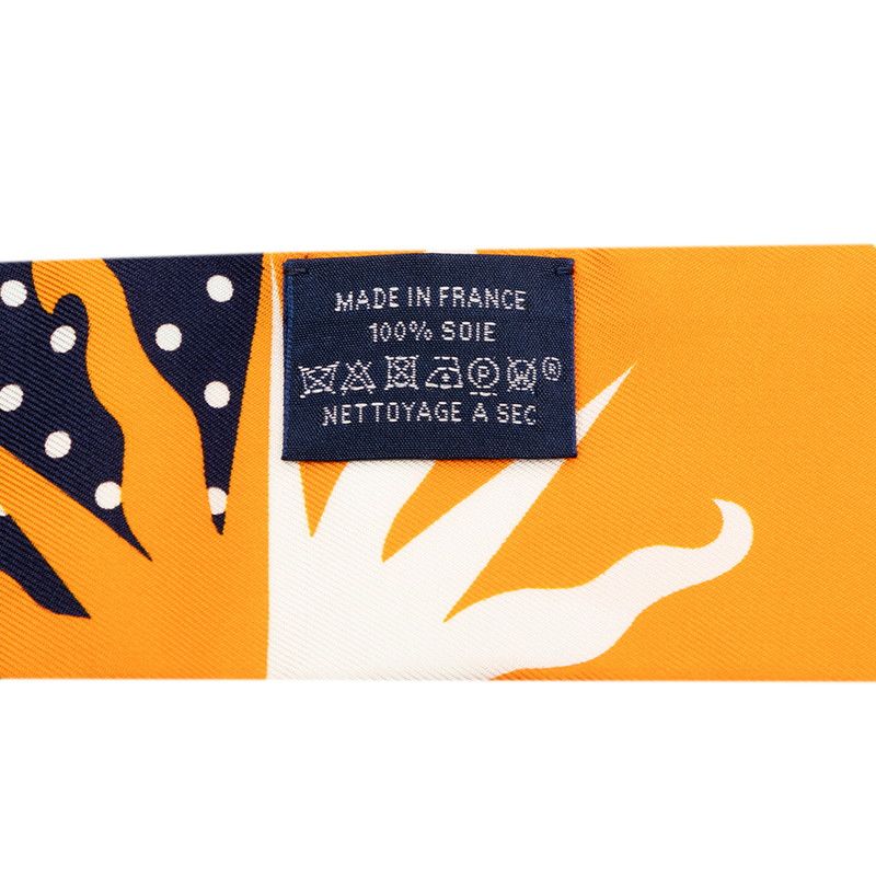 Hermes Twilly Astrologie a Pois Astrology Dot Scarf Orange Navy White Silk — view 4
