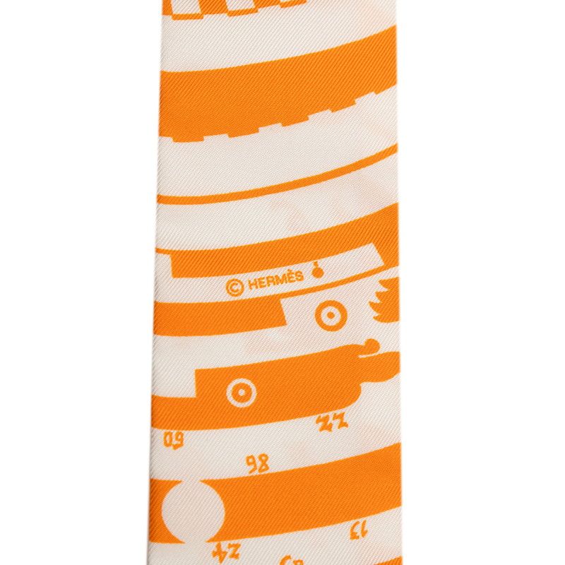 Hermes Twilly Astrologie a Pois Astrology Dot Scarf Orange Navy White Silk — view 3