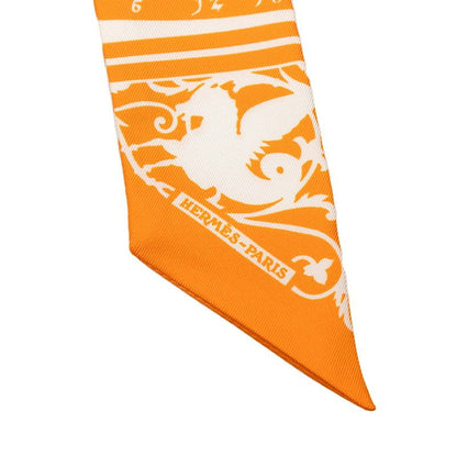 Hermes Twilly Astrologie a Pois Astrology Dot Scarf Orange Navy White Silk — view 2