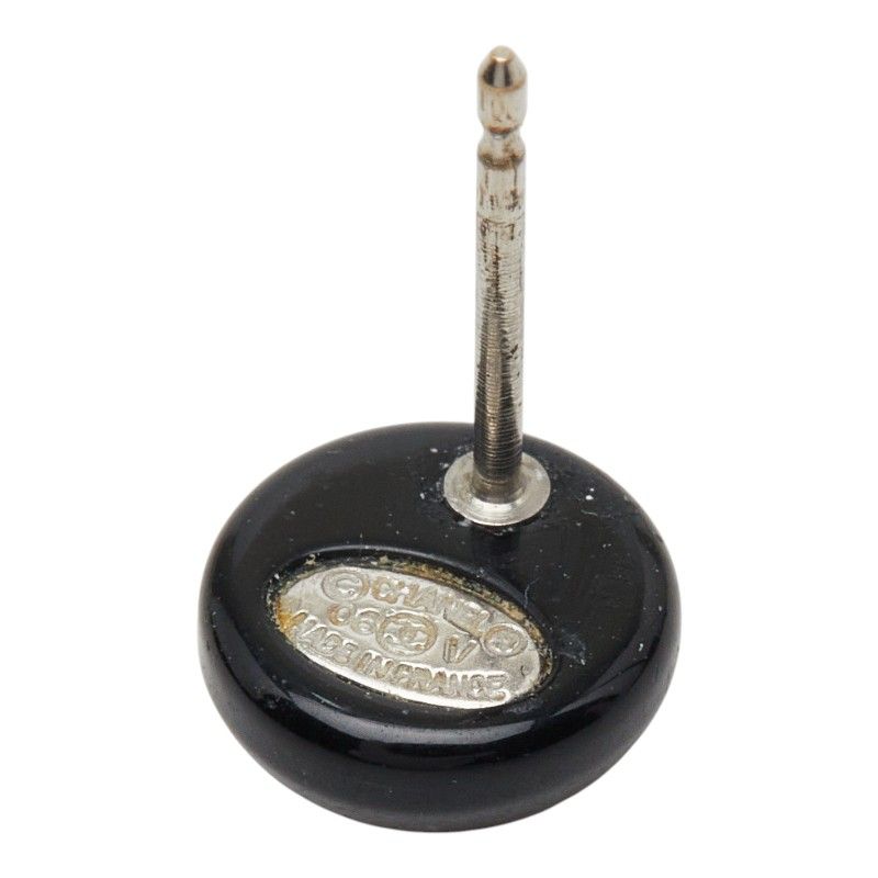 Chanel CC Logo Stud Earrings 06 Black Plastic Metal — view 6