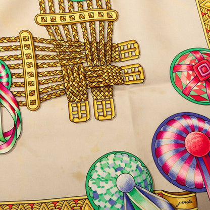 Hermes Carre 90 les Rubans du Cheval Horse Ribbon Scarf Gray Multicolor Silk — view 7