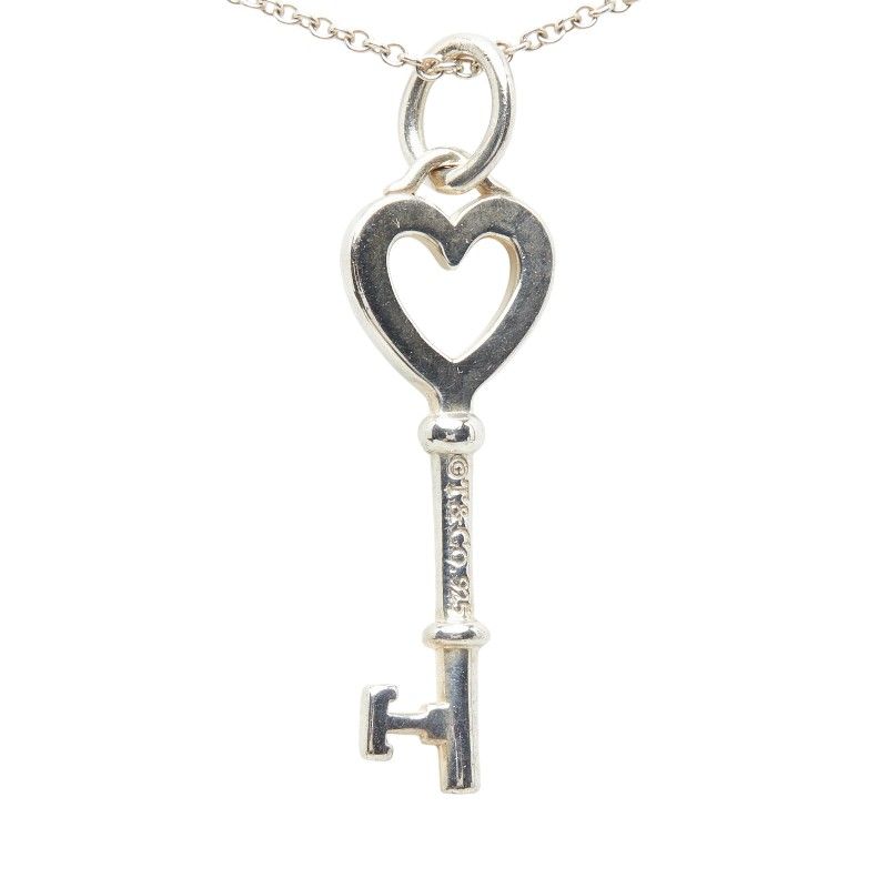 Tiffany & Co Heart Key Chain Pendant Necklace Silver — view 4