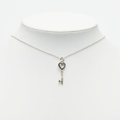 Tiffany & Co Heart Key Chain Pendant Necklace Silver — view 7