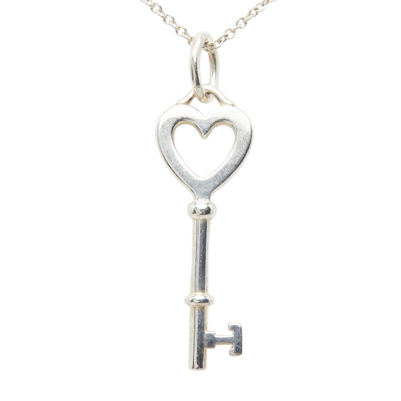 Tiffany & Co Heart Key Chain Pendant Necklace Silver — view 3