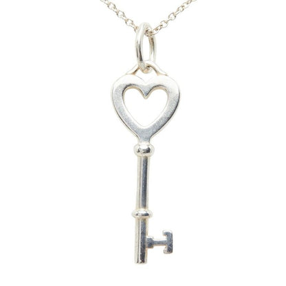 Tiffany & Co Heart Key Chain Pendant Necklace Silver — view 3