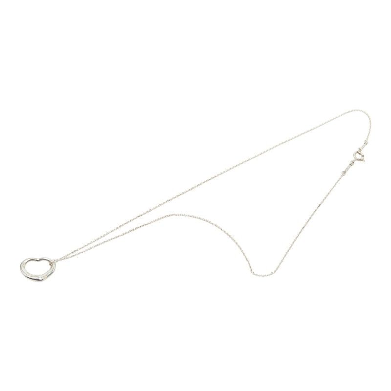 Tiffany & Co Elsa Peretti Open Heart Chain Pendant Necklace Silver — view 2