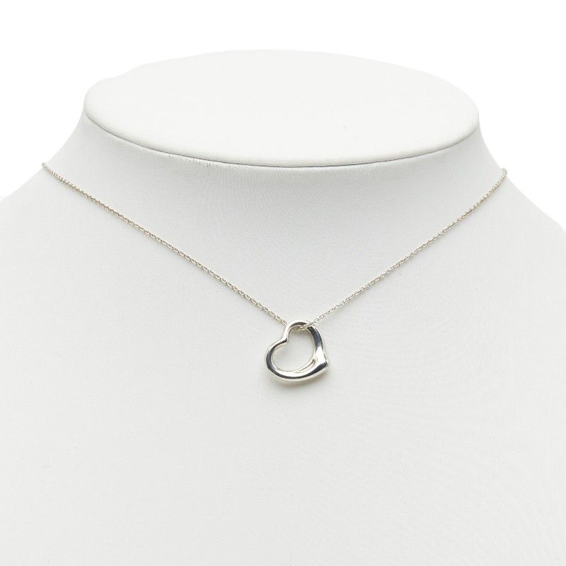Tiffany & Co Elsa Peretti Open Heart Chain Pendant Necklace Silver — view 8