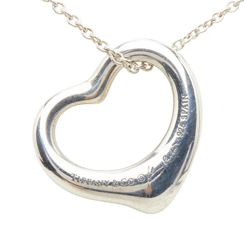 Tiffany & Co Elsa Peretti Open Heart Chain Pendant Necklace Silver — view 4