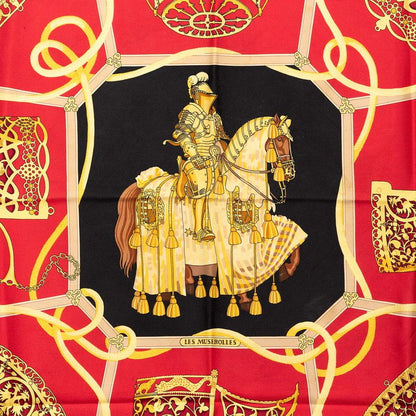 Hermes Carre 90 les Muserolles Nose Leather Scarf Red Multicolor Silk — view 3