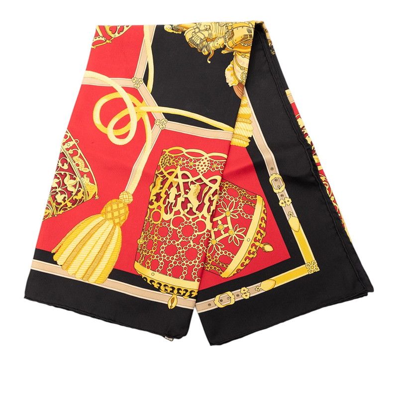 Hermes Carre 90 les Muserolles Nose Leather Scarf Red Multicolor Silk — view 2