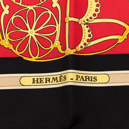 Hermes Carre 90 les Muserolles Nose Leather Scarf Red Multicolor Silk — view 7