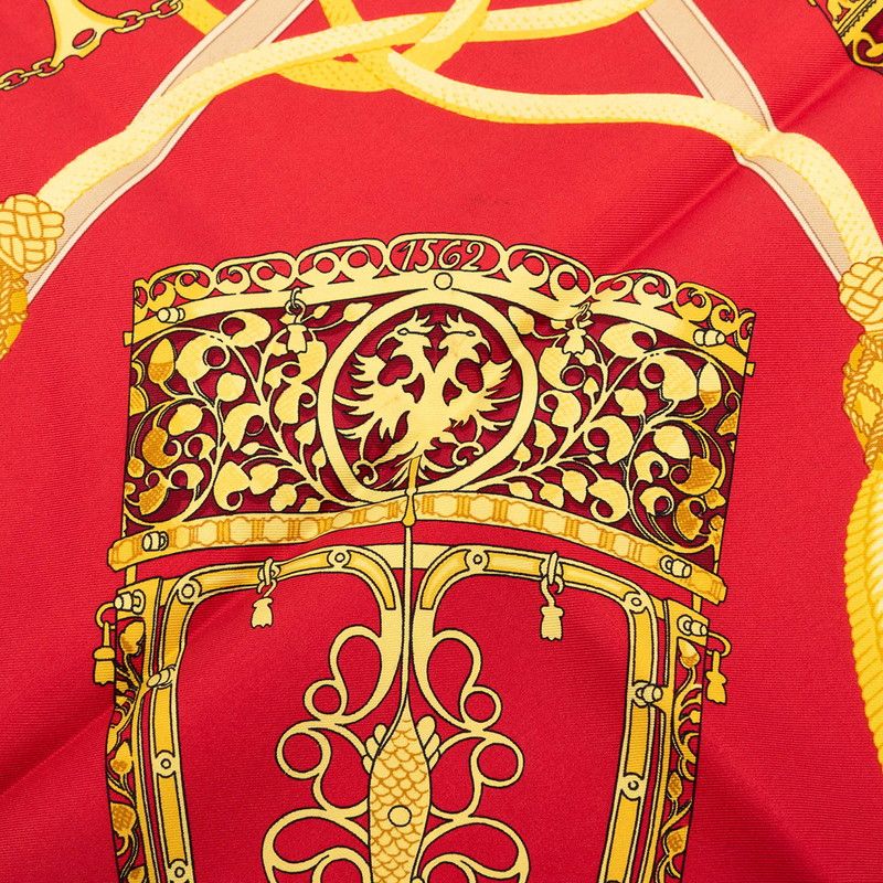 Hermes Carre 90 les Muserolles Nose Leather Scarf Red Multicolor Silk — view 6