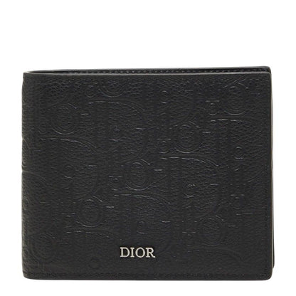 Dior Logo Bifold Wallet Black Leather