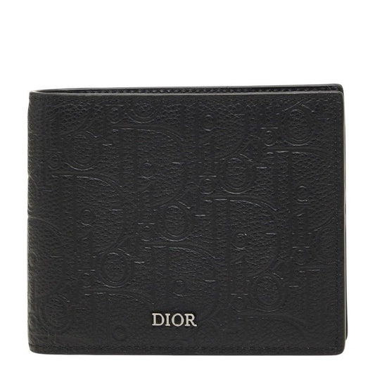 Dior Logo Bifold Wallet Black Leather