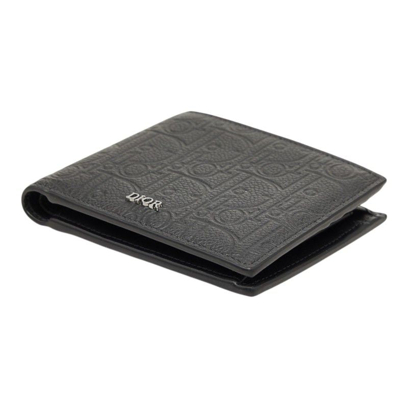 Dior Logo Bifold Wallet Black Leather — view 4