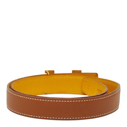 Hermes Constance Buckle Reversible Belt 65 Brown Yellow Leather — view 4