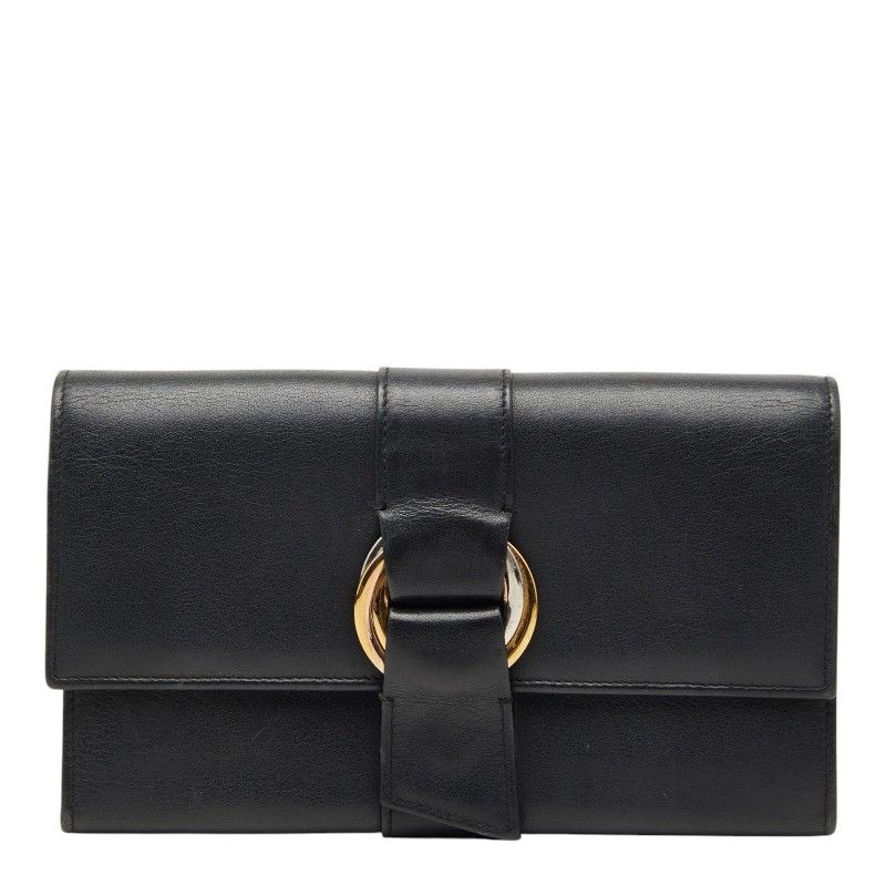 Cartier Trinity Ribbon Trifold Wallet Black Leather