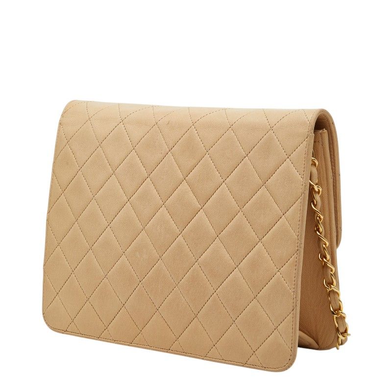 Chanel CC Logo Quilted Chain Shoulder Bag Beige Leather — view 2