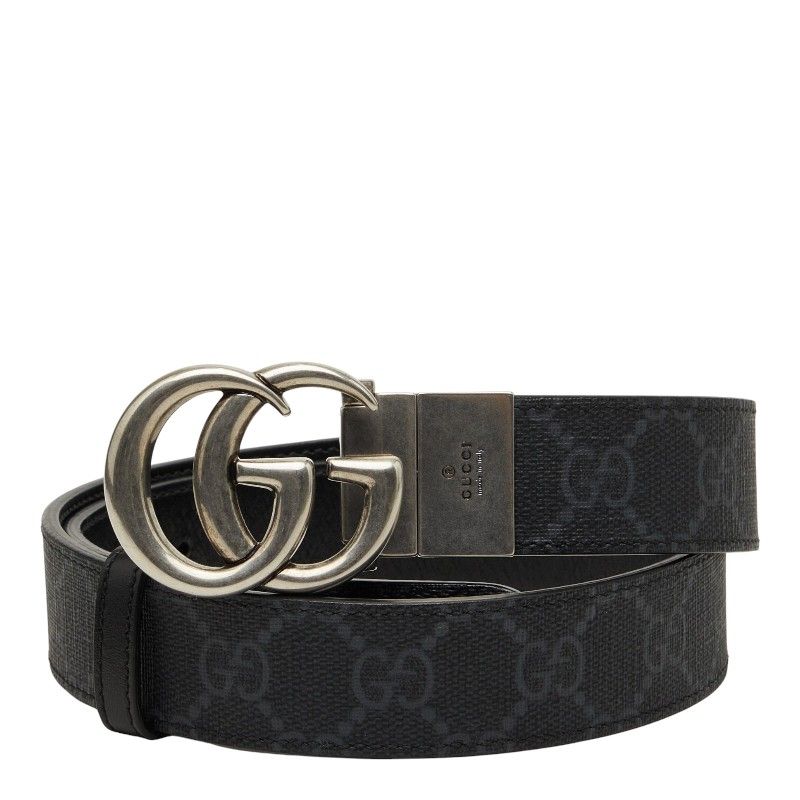 Gucci GG Supreme Interlocking Belt 75 30 Black Silver