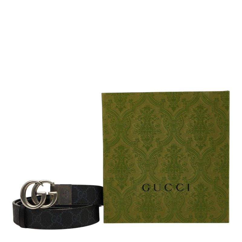 Gucci GG Supreme Interlocking Belt 75 30 Black Silver — view 6