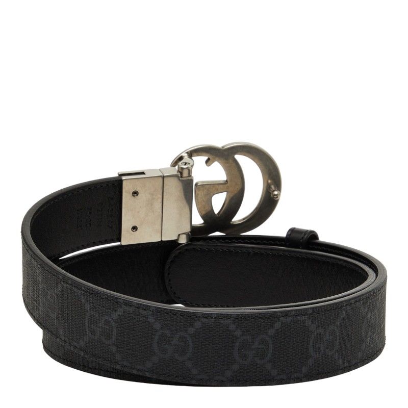 Gucci GG Supreme Interlocking Belt 75 30 Black Silver — view 3