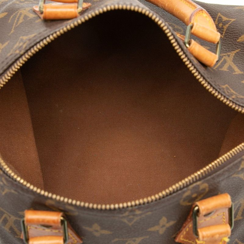 Louis Vuitton Monogram Speedy 25 Mini Boston Bag Brown Leather — view 4