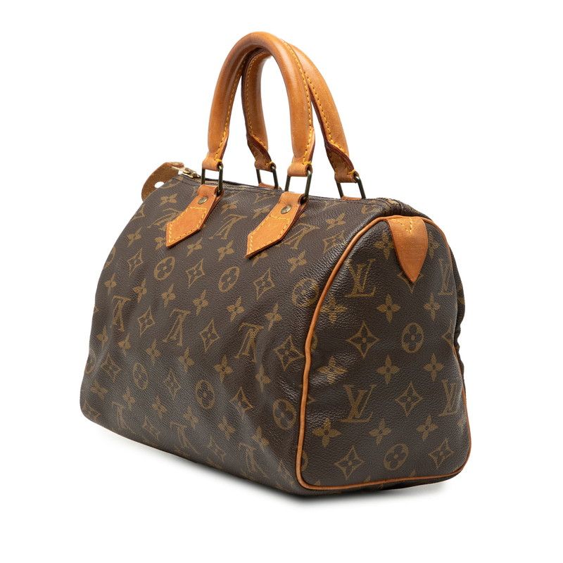 Louis Vuitton Monogram Speedy 25 Mini Boston Bag Brown Leather — view 2