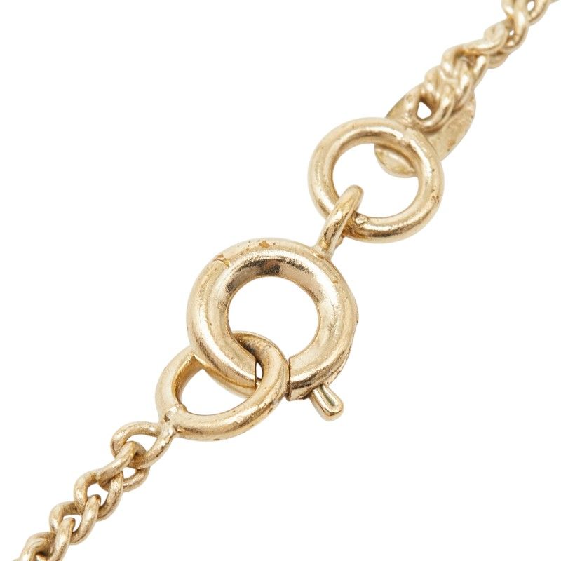 Chanel CC Logo Quilted Bag Motif Chain Pendant Necklace Gold Line Stone Plated — view 5