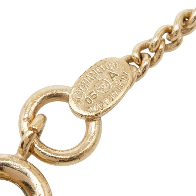 Chanel CC Logo Quilted Bag Motif Chain Pendant Necklace Gold Line Stone Plated — view 7