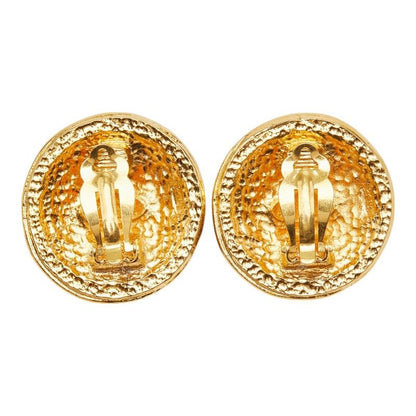 Chanel CC Logo Vintage Round Earrings Gold Plated — view 3