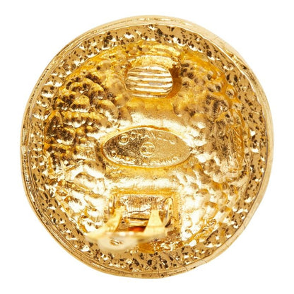 Chanel CC Logo Vintage Round Earrings Gold Plated — view 4