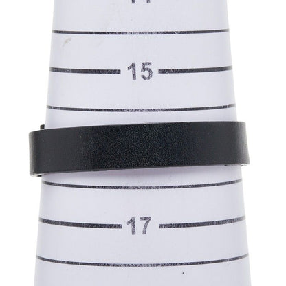 Chanel Logo Plate Bracelet Black Silver Leather Metal — view 7