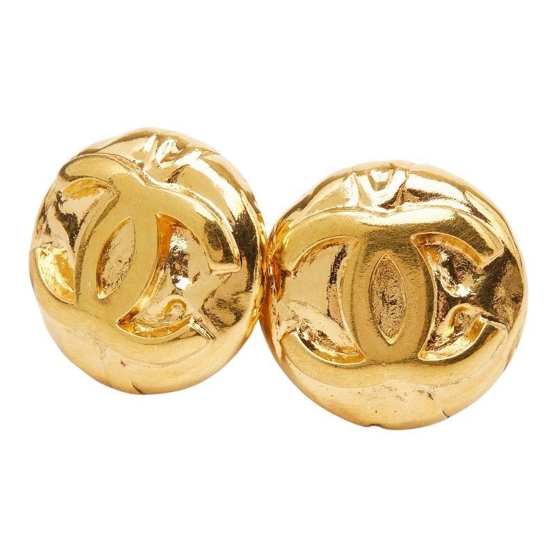 Chanel CC Logo Earrings Gold Plated