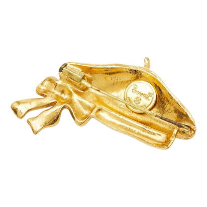 Chanel Vintage Ribbon Beret Brooch Gold Plated 1- — view 2