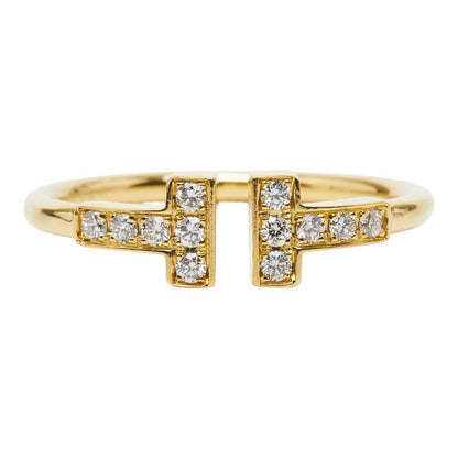 Tiffany & Co T Diamond Wire Ring Gold 18k Yellow