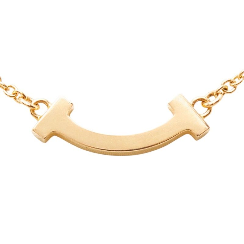 Tiffany & Co T Smile Pendant Mini Necklace Gold 18k Pink — view 4