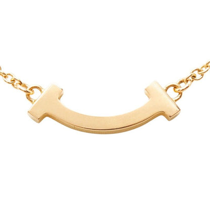 Tiffany & Co T Smile Pendant Mini Necklace Gold 18k Pink — view 4