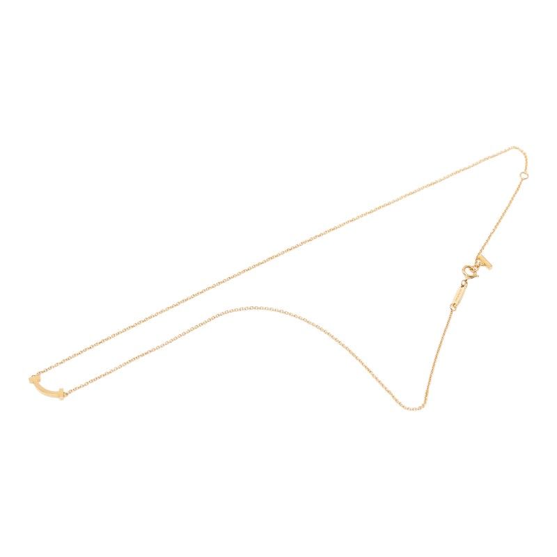 Tiffany & Co T Smile Pendant Mini Necklace Gold 18k Pink — view 2