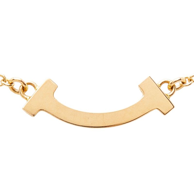 Tiffany & Co T Smile Pendant Mini Necklace Gold 18k Pink — view 3
