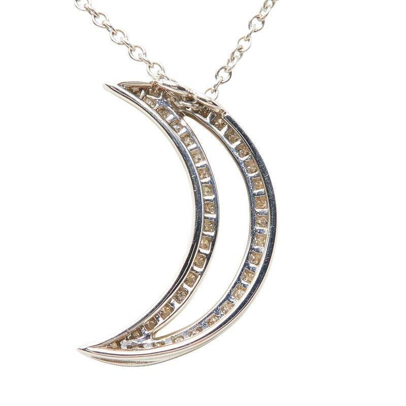 Tiffany & Co Diamond Moon Necklace Silver Platinum — view 4