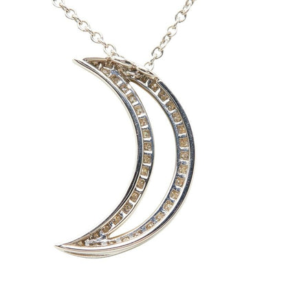 Tiffany & Co Diamond Moon Necklace Silver Platinum — view 4