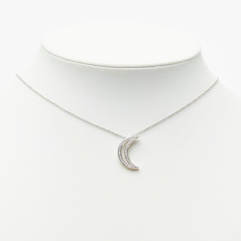 Tiffany & Co Diamond Moon Necklace Silver Platinum — view 8