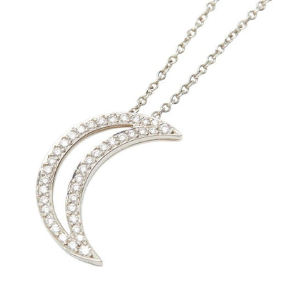 Tiffany & Co Diamond Moon Necklace Silver Platinum