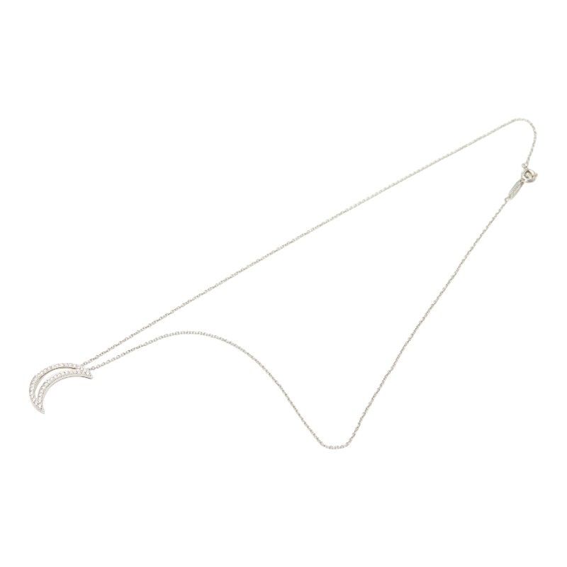 Tiffany & Co Diamond Moon Necklace Silver Platinum — view 2