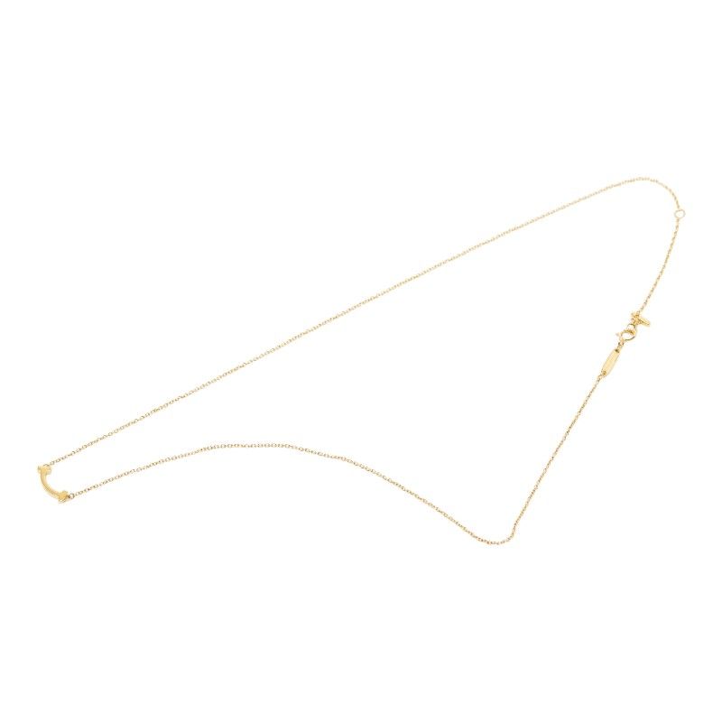 Tiffany & Co T Smile Pendant Mini Necklace Gold 18k Yellow — view 2
