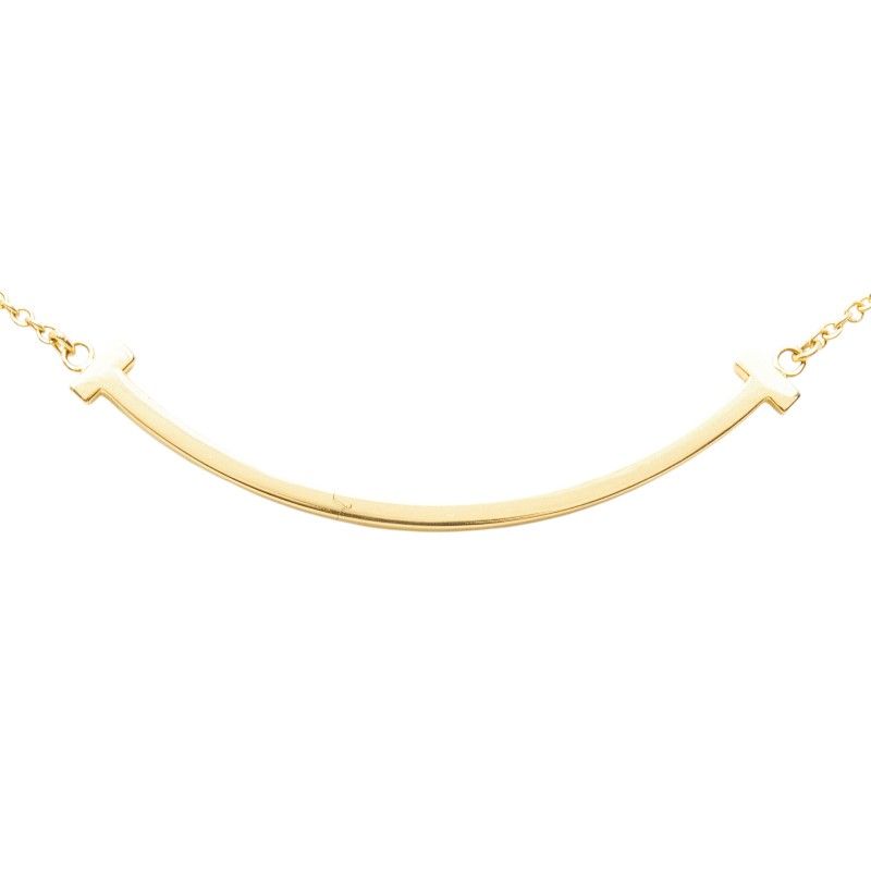 Tiffany & Co T Smile Pendant Small Necklace Gold 18k Yellow — view 3